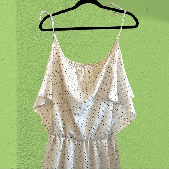 70s vintage multi coloured polka dot white frilly disco dress - Picture 10 of 16